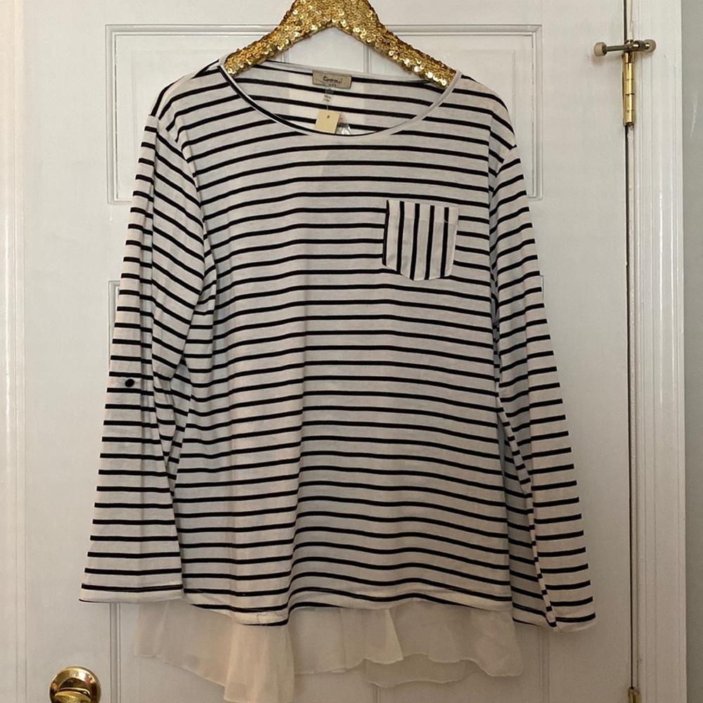 Toomi Striped Ruffle Tunic Size 3X NWT!